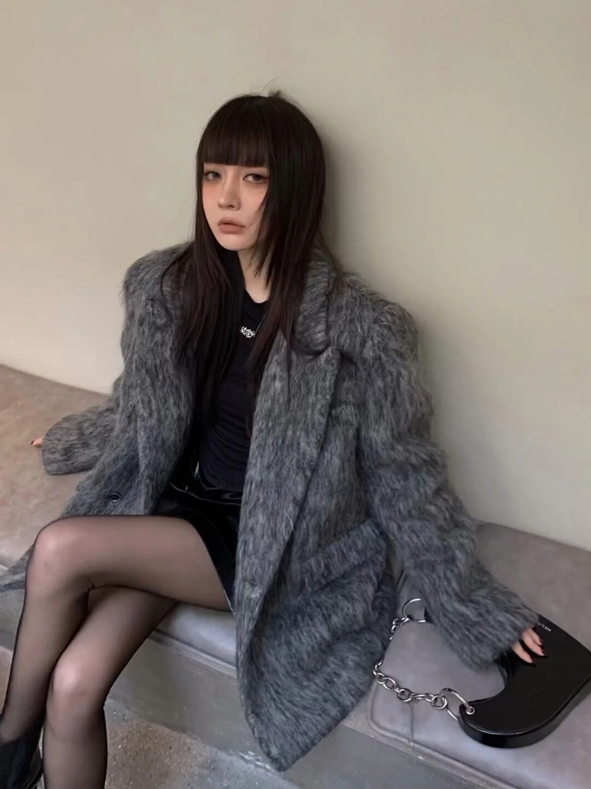 Gray Korean Series Woolen Coat Women 2024 Autumn and Winter New Woolen Jacket High Sense Small Short Hepburn Sle