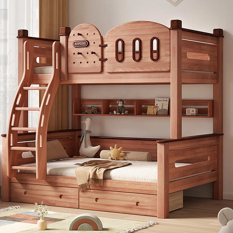 Red sandalwood all solid wood bunk bed High and low bed Children double bed