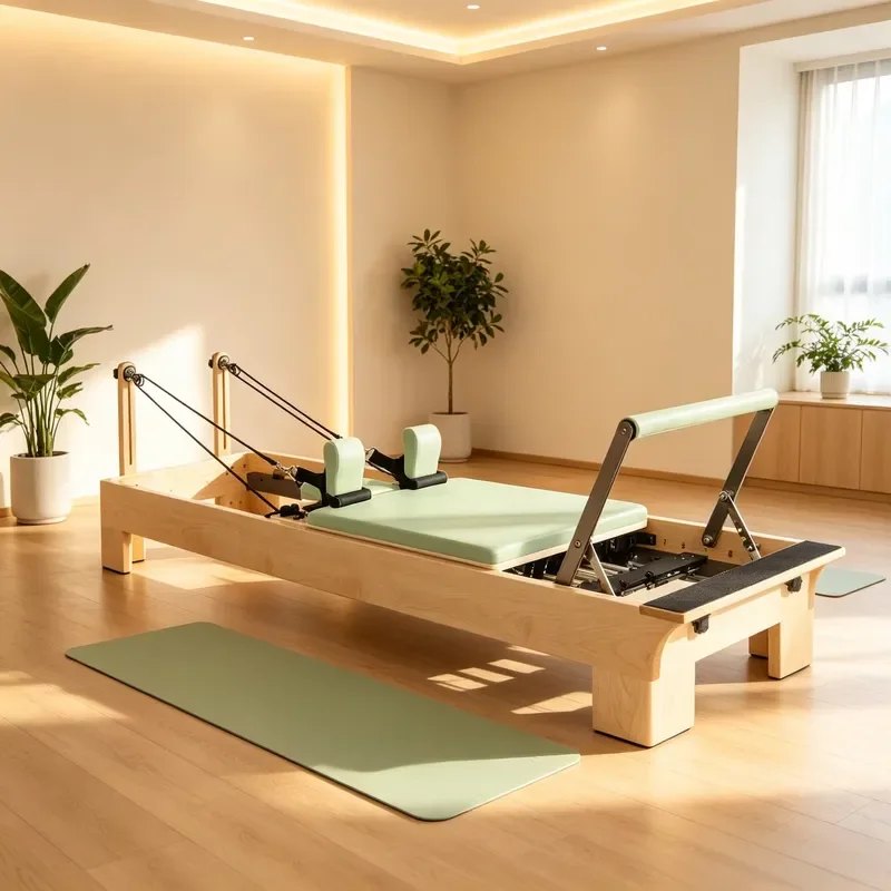 Silent Carriage Built-in Footbar Maple Reformer Inside Footbar Pilates Reformer Multifunctional Full Body Stretch Training