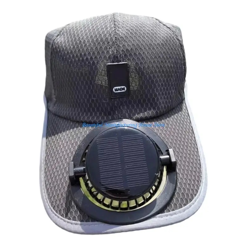 E56A Outdoor Cooling Hat Solar Fan 600mAh Rechargeable Adjustable Outdoor gears For Hiking Cycling 4