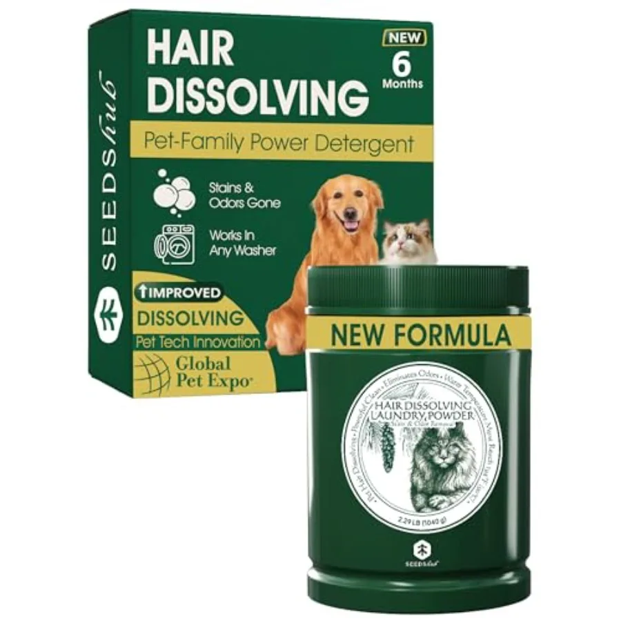 

Средство для удаления шерсти домашних животных для стирки – улучшенное моющее средство для собак и кошек с повышенной эффективностью растворения шерсти + пятновыводитель, запас на 6 месяцев, HE/Top/Fro