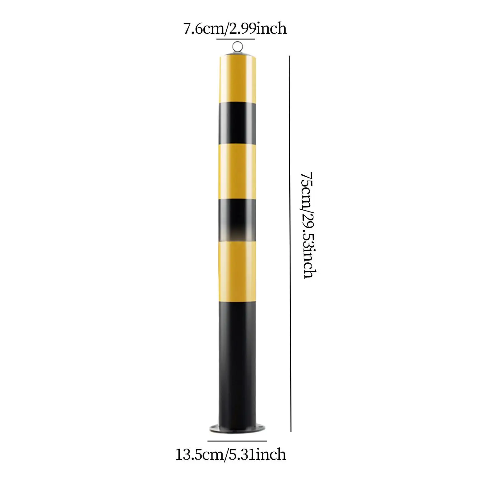 Bollard Post Accessories 75cm H Steel Protective Parking Barrier Black and Yellow for Sidewalks Hotels Traffic Sensitive Area