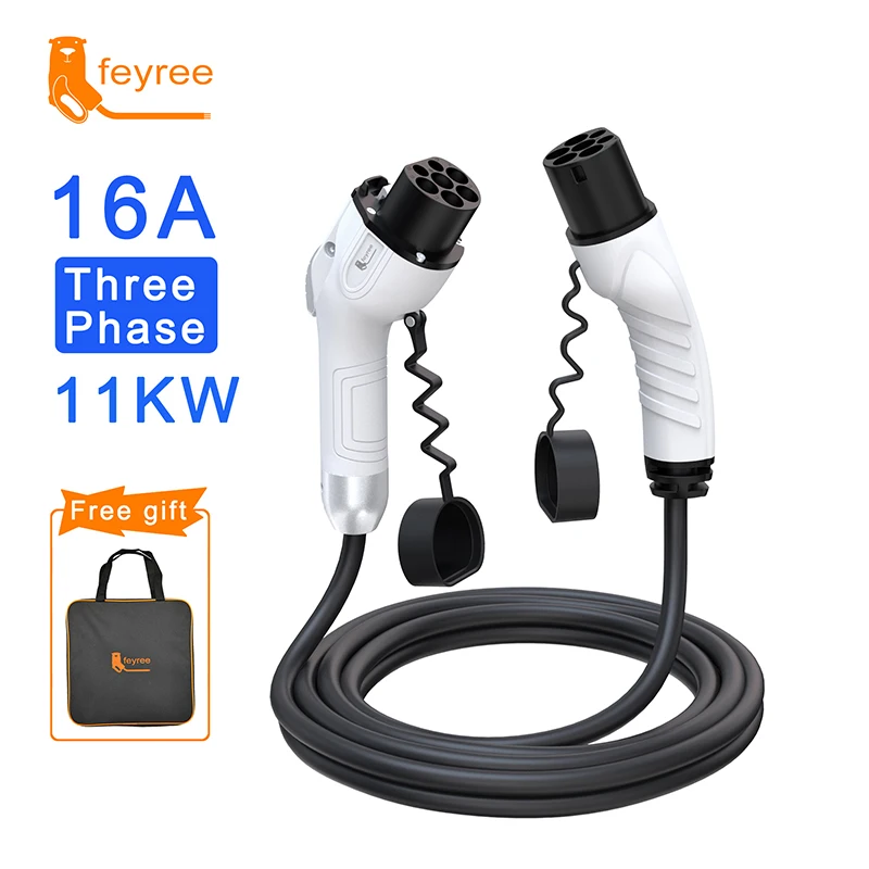 

feyree EV Charger GB/T Female Car side to type2 Male Plug 16A 3.5KW 32A 7KW Charging Cable 5m 11KW 22KW 3Phase for Electric Car