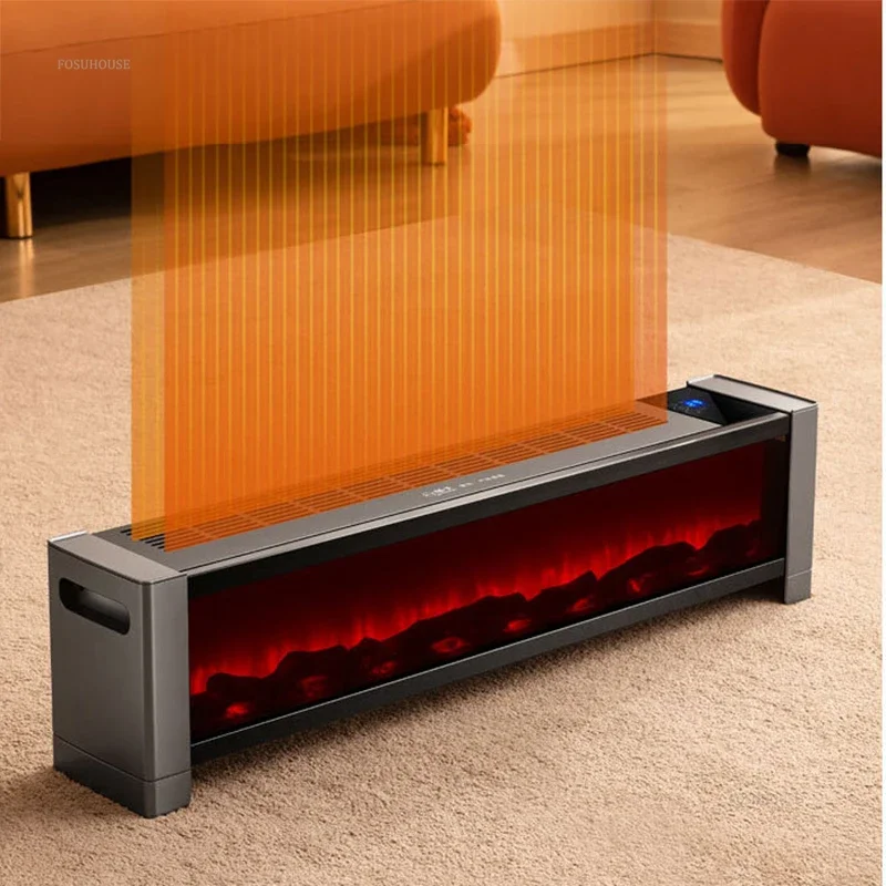 Modern Metal Fireplace for Office Voice Control Heating Fireplaces Creative Minimalist Simulated Flame Small Stove for Lounge