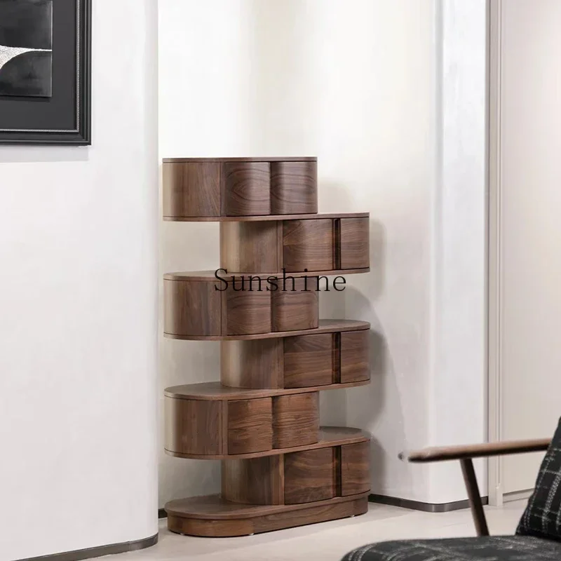 

Italian minimalist black walnut dining side design entrance living room chest storage FT