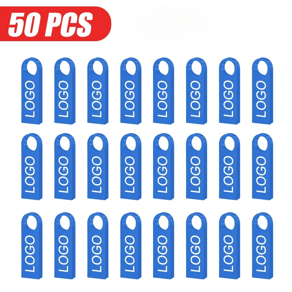 50pcs/lot Custom Logo Metal Usb Flash Drive PenDrive Memory Stick 1gb 2gb 4gb 8gb 16gb 32gb U Disk Photography Gift USB Pendrive