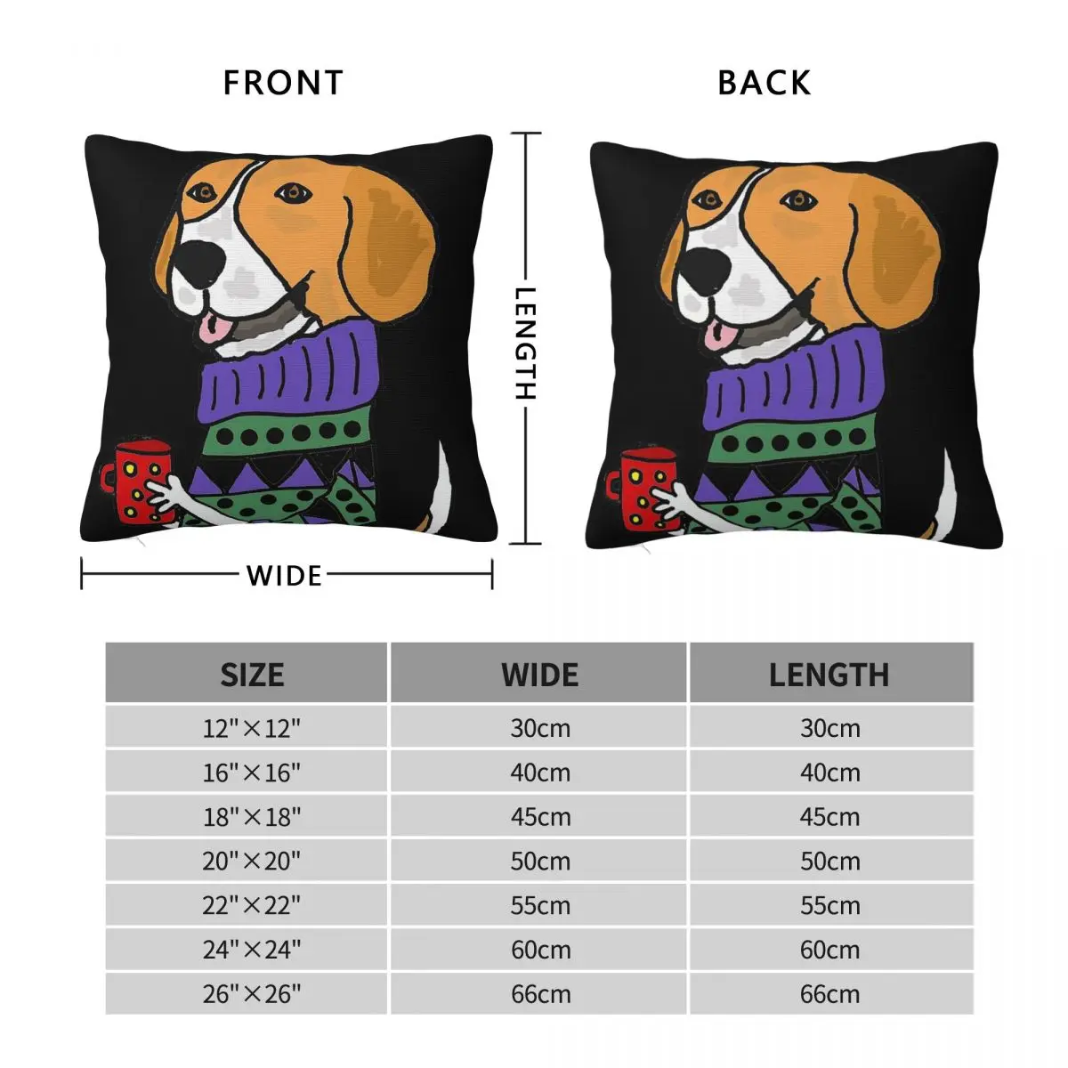 Beagle Hound Dog Drinking Coffee Square Pillowcase Polyester Linen Velvet Printed Zip Decor Home Cushion Cover