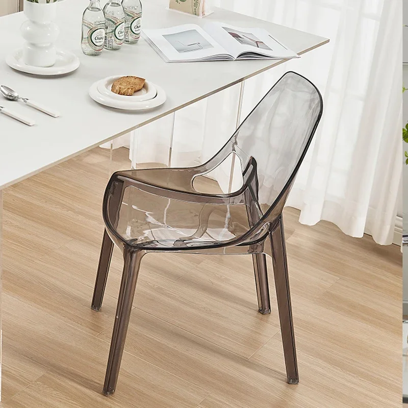 Transparent Dining Chairs for Events Minimalist Restaurant Acrylic Chair Plastic Backrests Crystal Ghost Silla Home Furniture