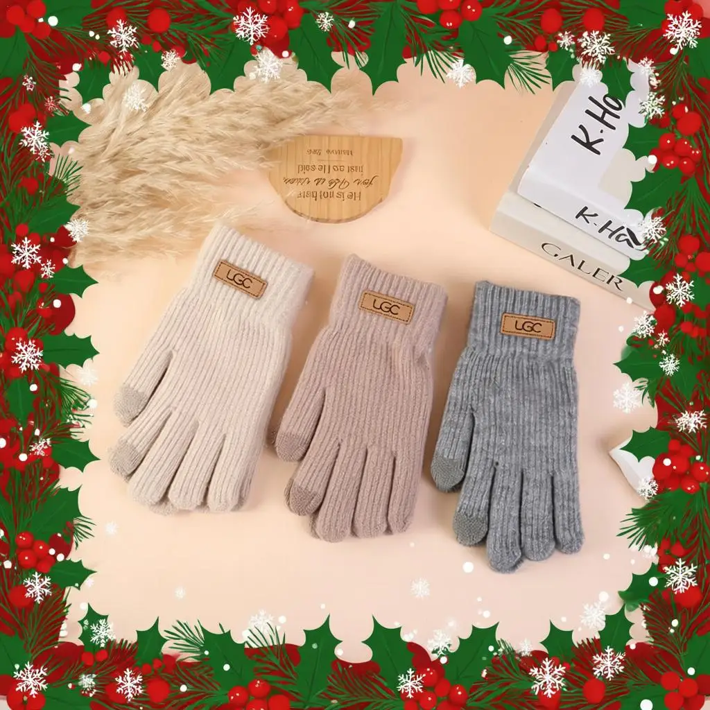 1pair Women's Cable Knit Gloves Warm Fleece Lined Knit Gloves with Touchscreen for Women Girls Winter Gift