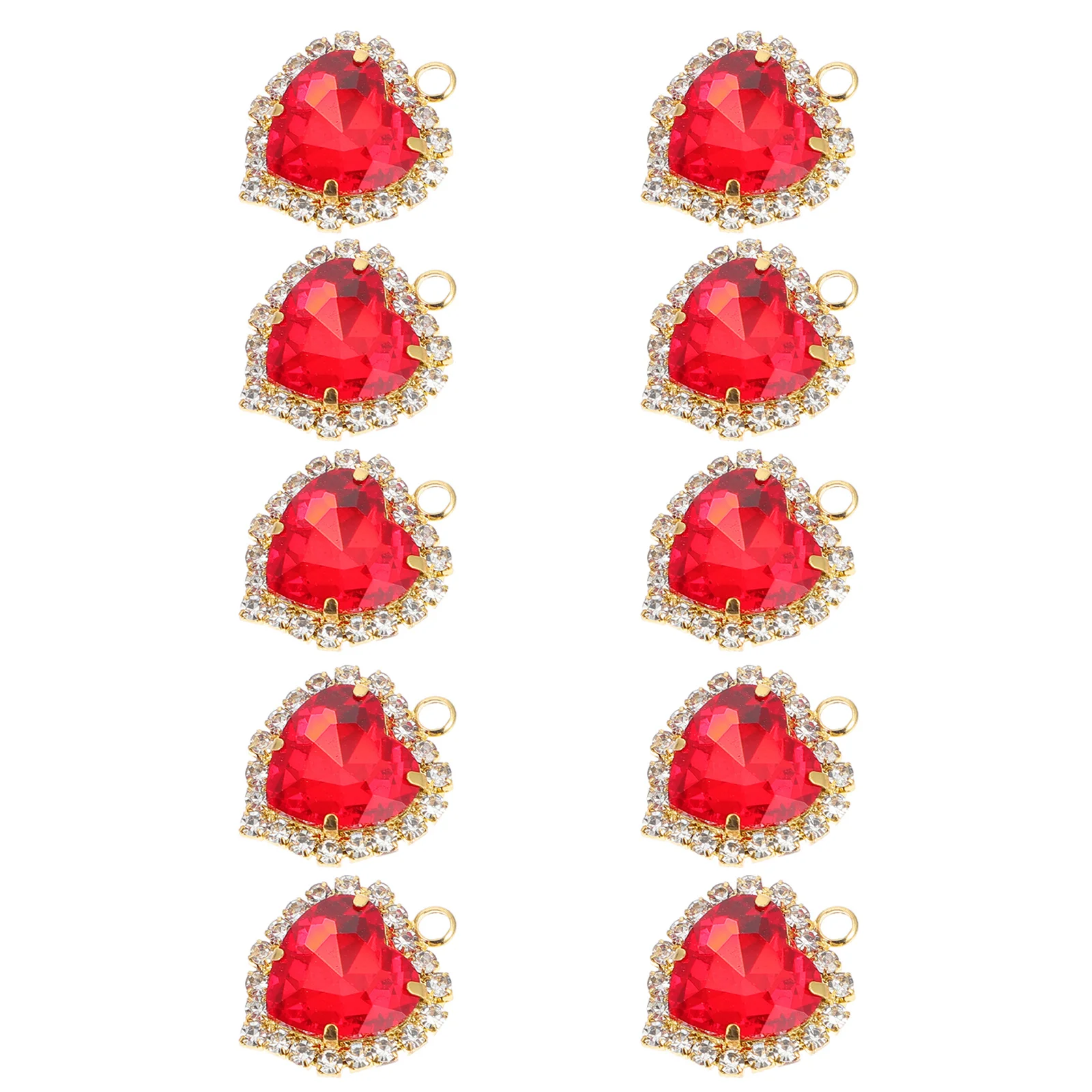 

10Pcs Heart Charms Alloy Crystal Bright Color Pendants for Handmade Jewelry DIY Earrings Necklaces Heart Charms