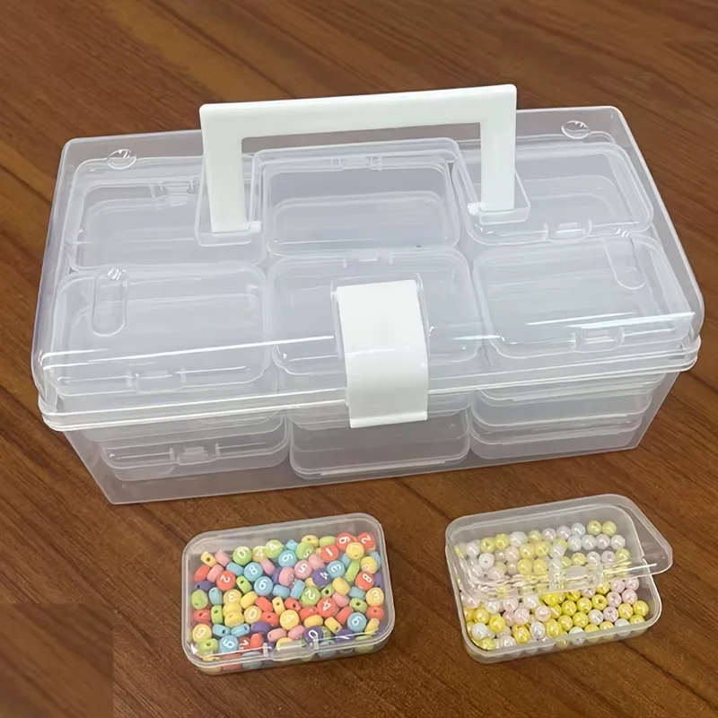 24/32 Grids Portable Plastic Storage Box with Handle- Multifunctional  for Diy Crafts, Jewelry, Beads,Tools,  Small Tools,Nuts
