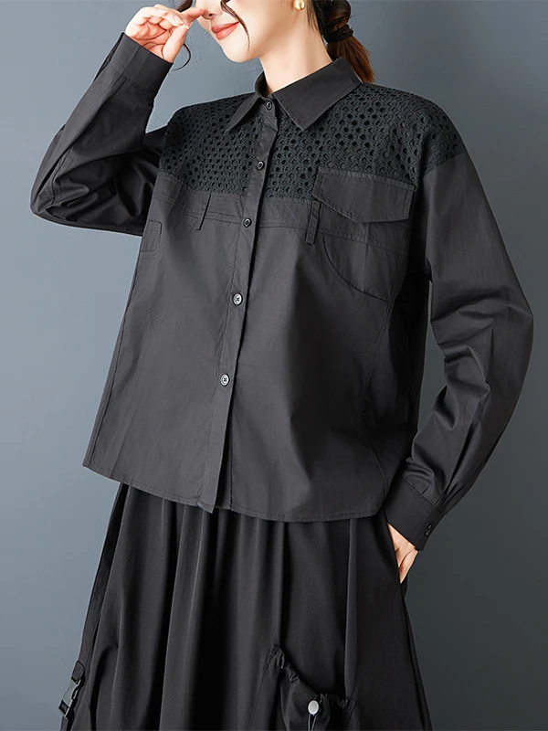 Primavera 2026 faionable me retalhos solto casual cor feminina irt tamanho grande confortável versátil cor pura topo