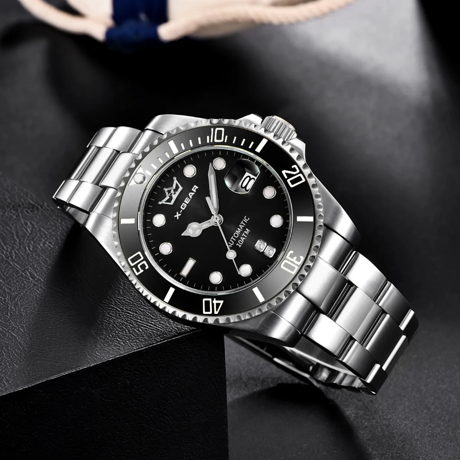 Automatic Mechanical Stainless Steel Case Ceramic Bezel Waterproof Watch for Men Business Office Daily
