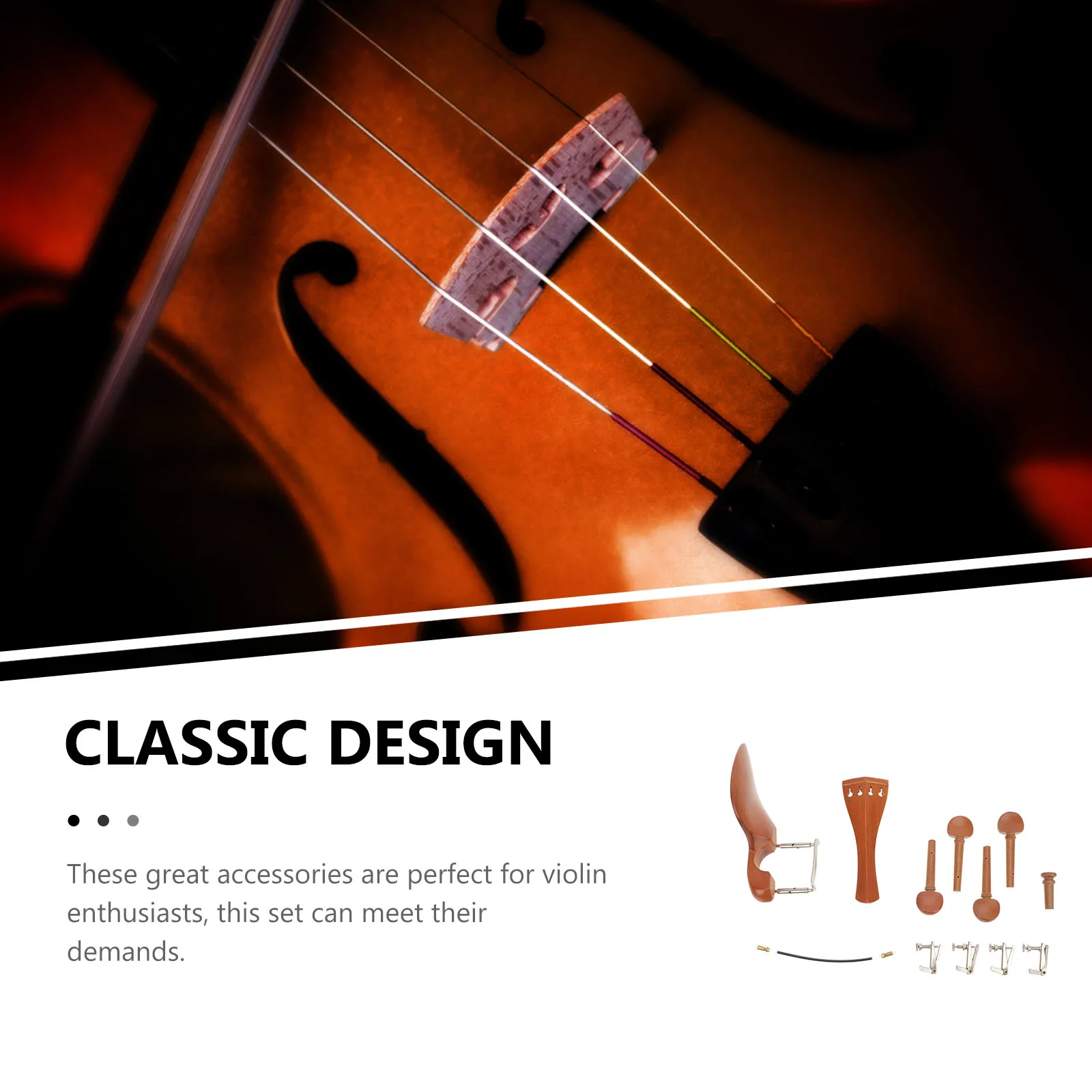 

Violin Replacement Parts Set Wood Stainless Steel Chin Rest Cover Tuner Durable Accessories For Repair Maintenance Musical