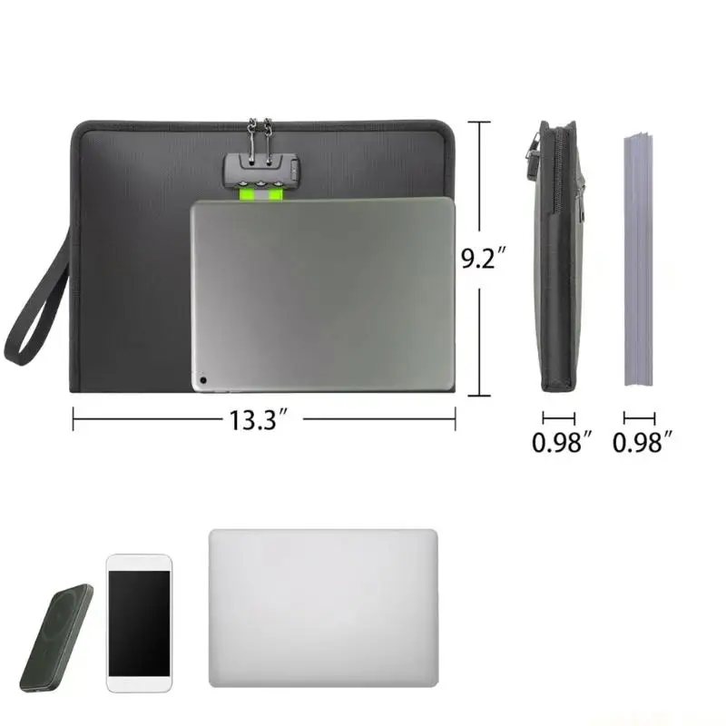 

Nonflammable File Bag Passcode Security Water Immune Organized Compartments