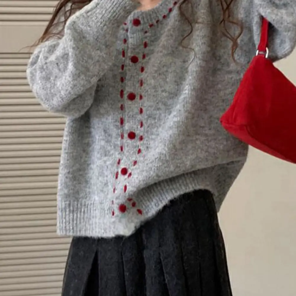 

Свитер с длинными рукавами и круглым вырезом в деловом стиле, облегающий дизайн, прямой рукав, без украшения, модный женский топ