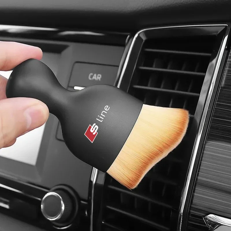 Car badge dust brush internal details hollow ventilation cleaningFor Audi sline TT Q2 Q3 Q5 Q7 Q8 A3 A4 A5 A6 A7 R8 B5 B6