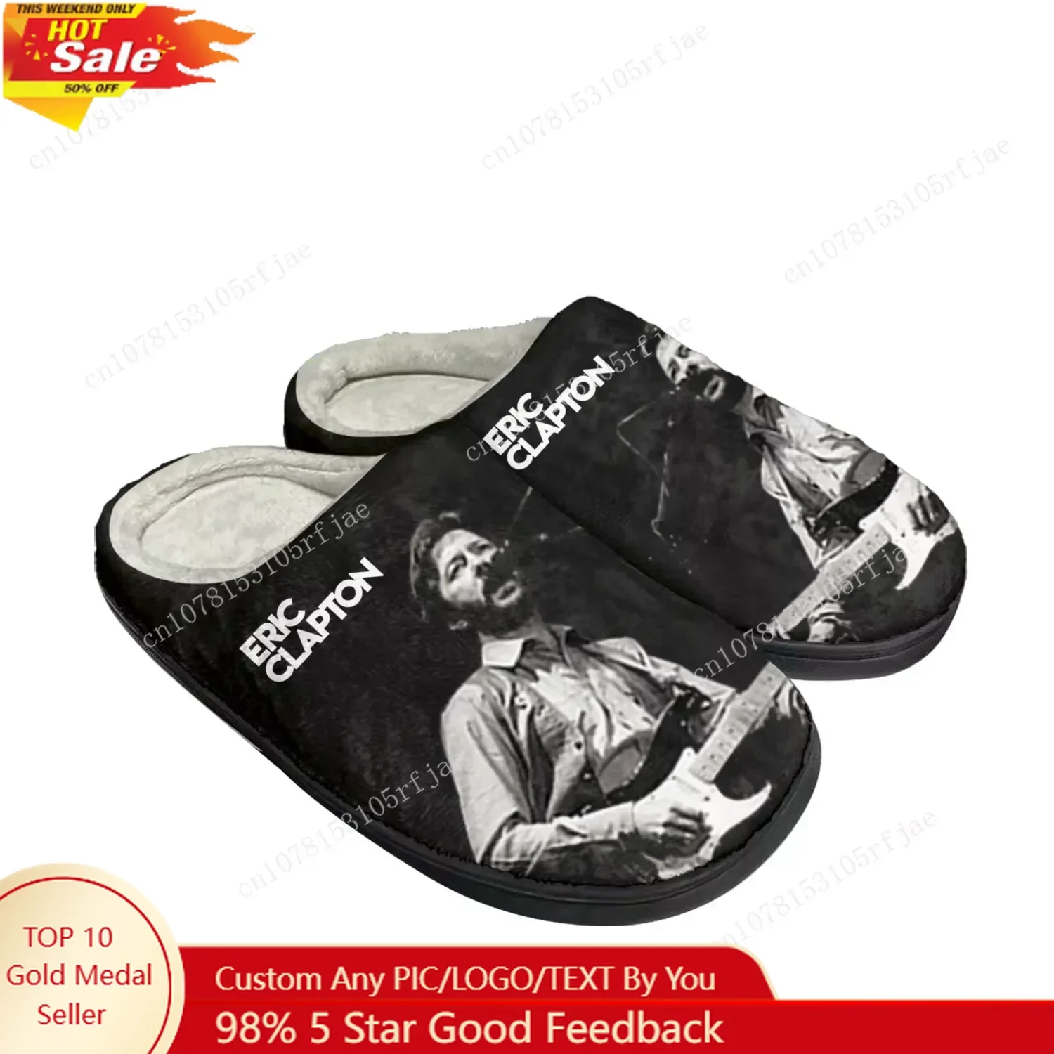 

Eric Clapton Rock Musician Guitar Home Cotton Custom Slippers Mens Womens Sandals Plush Bedroom Keep Warm Shoe Thermal Slipper