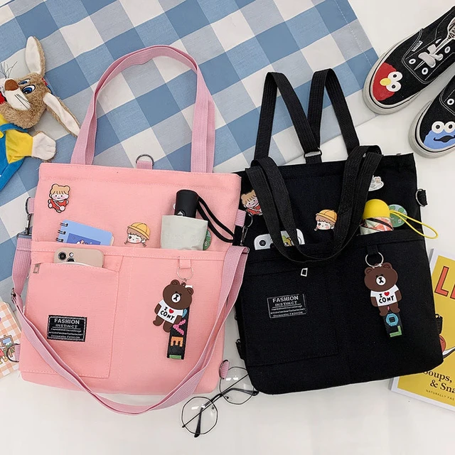 Simple Women Tote Bag Cute Pouch Canvas Bag Student Hand School Bag Japanese Literary Shoulder Bag Casual Shopping Girl Backpack Shoulder Bags AliExpress