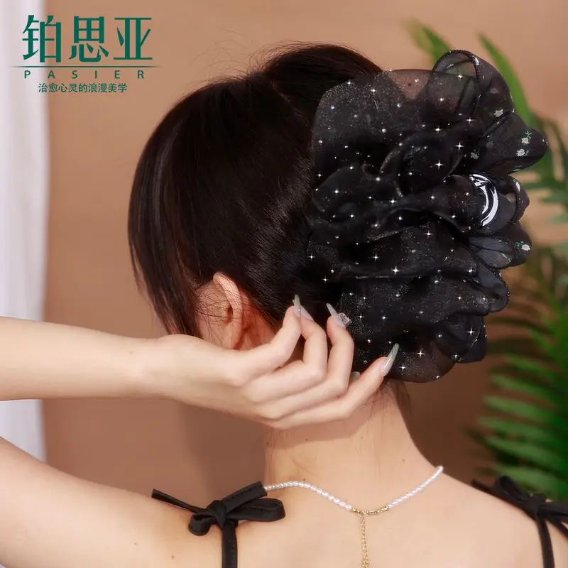 

Korean Girls Hair Ornament Mesh Bow Women Hair Claw Clips Temperament Headdress Fashion Grab Clip Female Hair Accessories