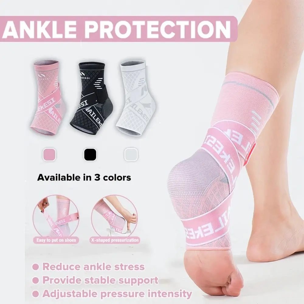 Adjustable Ankle Support Sleeve Elastic Belt Nylon Ankle Compression Sock Comfy Breathable Elastic Foot Strap Sports