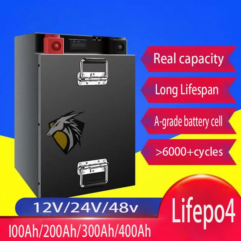 

12V 24V 48V 100Ah 200Ah 300Ah 400Ah Lifepo4 batería para inversor Solar autocaravana fuente de alimentación de respaldo al aire
