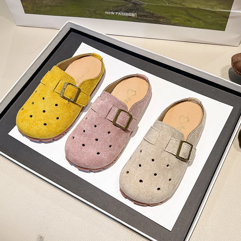 

Детские закрытые сандалии для девочек, лето 2026, из замши, легкие, удобные, для пляжа, уличные, как босиком