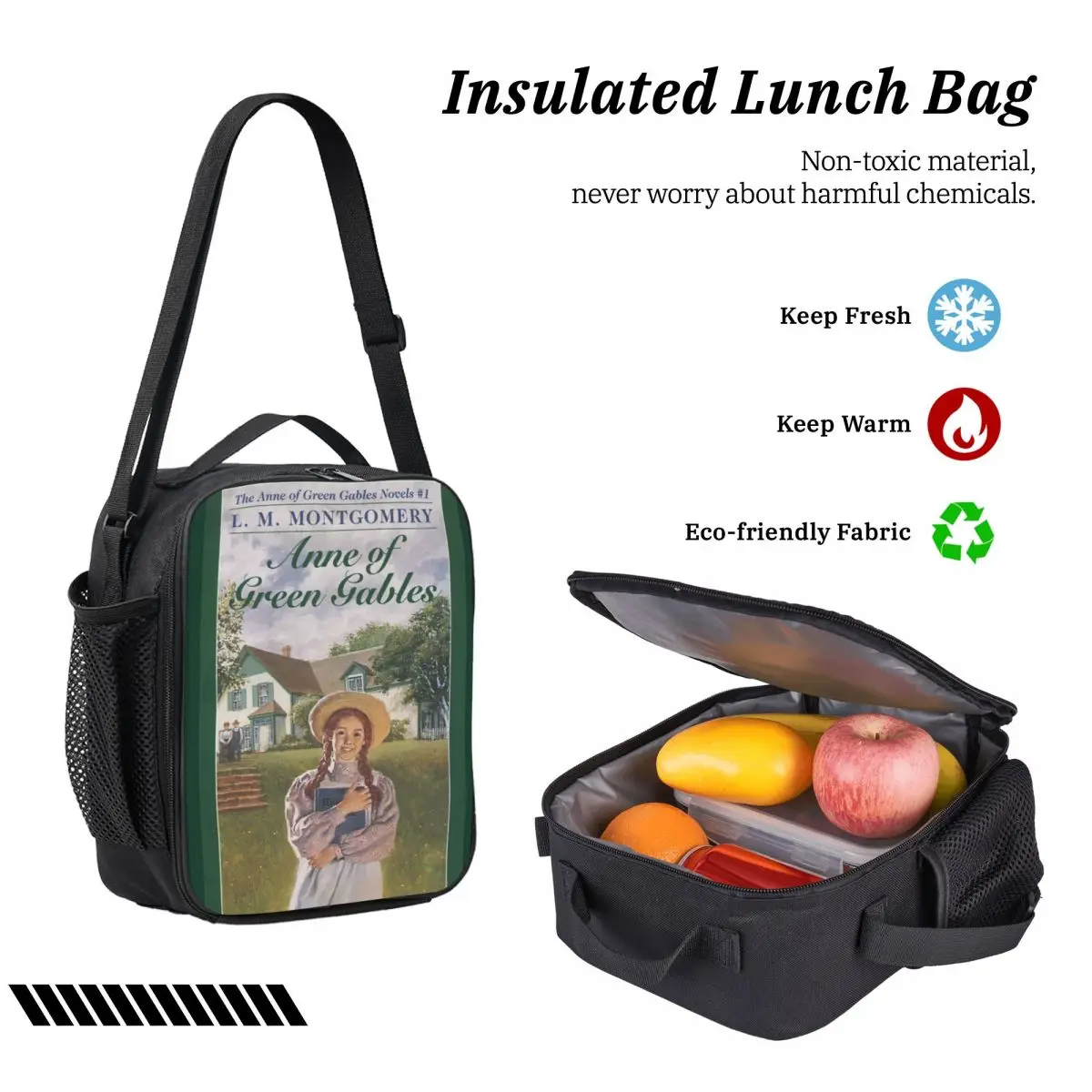 Anne Of Green Gables Ransel Tas Buku Pelajar Laki-laki Perempuan Tas Sekolah Tas Bahu Laptop 3Ps Tas Makan Siang Terisolasi Tempat Pensil