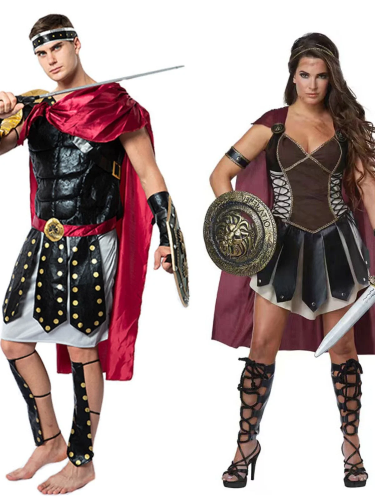 loween Cosplay Coppie Vestiti Guerriero Romano Spartano Coraggioso Uomini Adulti Donne Retro Battle Robe Abiti da prestazione