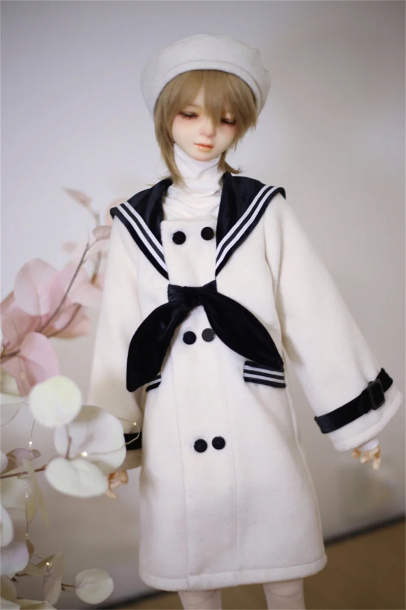 【30days made】1/3 1/4 Scale BJD Dolls Loose Navy Collar Long Style Cashmere Coat for ID75 POPO68 Uncle SD10 Action Figure Toys