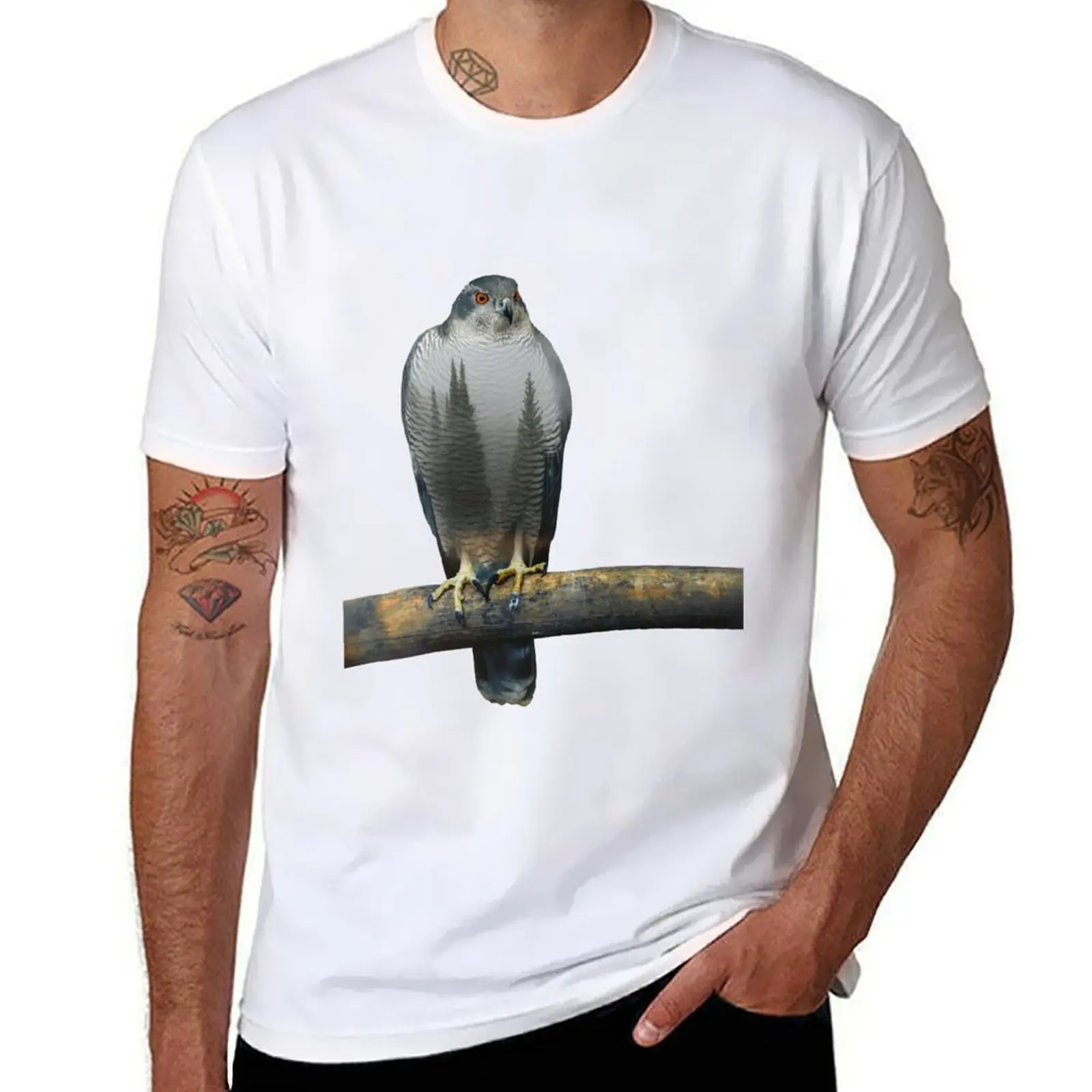 

Hawk Multiple Exposure T-Shirt t shirt man plain anime t shirts oversize t shirts for man pack cotton T-Shirt