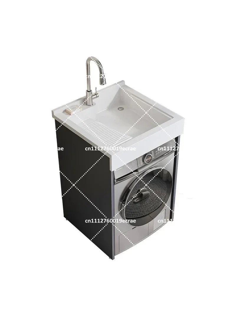 Custom Integrated Washing Machine Cabinet for Small Apartment Balcony Laundry Sink Basin - Space-Saving Design - view 2