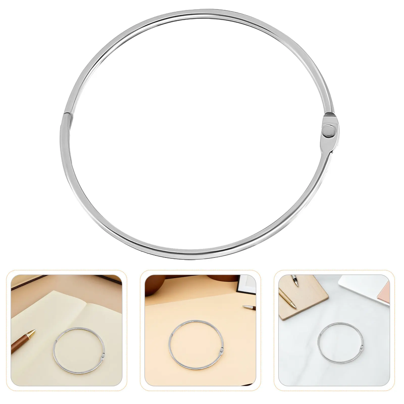 12Pcs 4 Inch Metal Loose Binder Rings Secure Snap Lock Ring Clips for Flashcards Scrapbooks Note Card Holders Report Binders