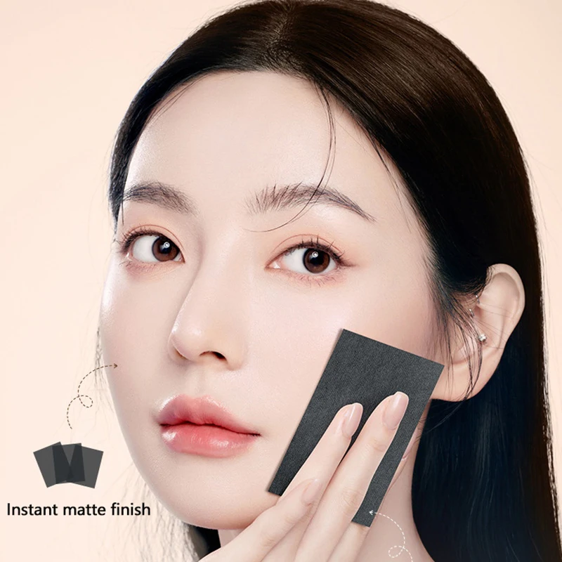 100pcs Oil Blotting Sheets With Makeup Puff Mirror Face Wipes Oil Control Paper Oil-absorbing Cleaning Makeup Tools Skin Care