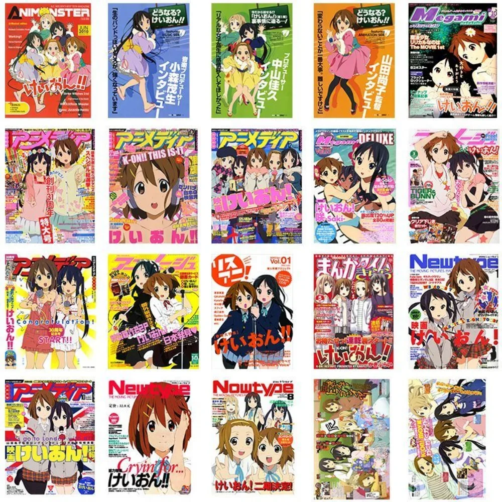 k on anime kawaii anime grupo 20 pcs por conjunto k o cartaz bonito papel de parede adesivos adesivo de parede hirasawa yui akiyama mio nakano azusa 01