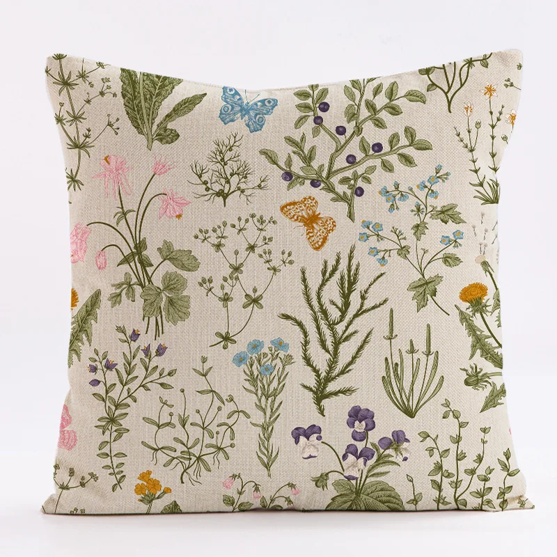 Nordic Style Small Fresh Flower Single-sided Pillow Cover Bedhead Backrest Cushion Cover Living Room Sofa Waist Pillowcase