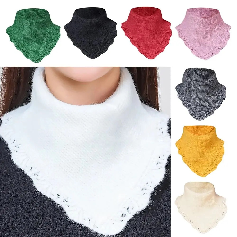 Casual Detachable Knitting False Collar Neck warmer Windproof Knitted Turtleneck Triangle Scarf Women