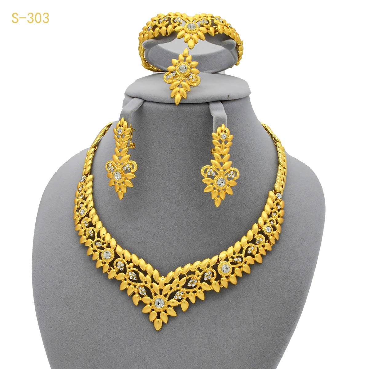 Frankreich Luxus 24k Gold Farbe Schmuck Set Für Frauen Dubai Braut Hochzeit Halskette Und Ohrringe Set Afrikanische Halsband Party geschenke