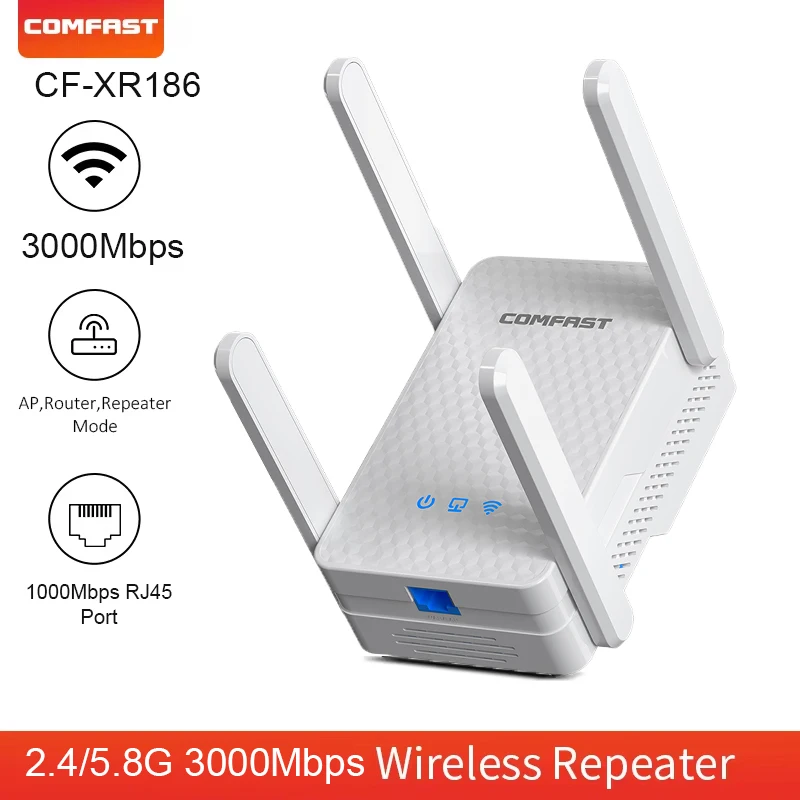 무선 와이파이 리피터 라우터 확장기, 300-3000Mbps, 2.4G 5.8G 신호 증폭기, 6 홈 리피터, 와이파이 장거리 부스터