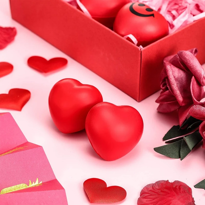 Bolas antiestrés de corazón rojo para el Día de San Valentín, 30 piezas, para la escuela, recompensa de carnaval, bolsa de fiesta de San Valentín, rellenos de regalo