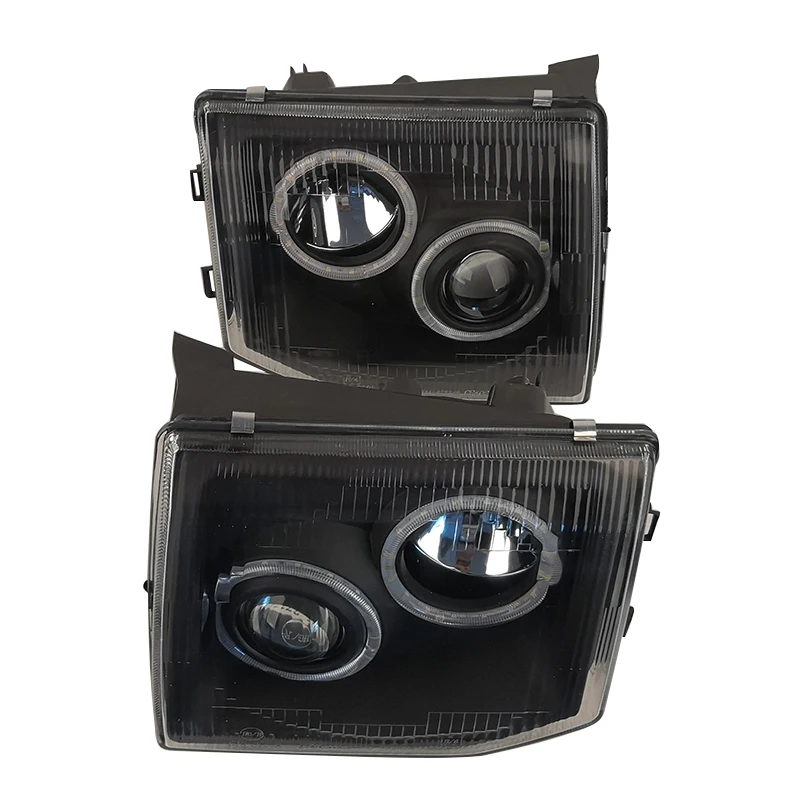 Car Modified Black LED Angel Eye Lens Headlight Far and Near Light for Pajero V31 V32 1992 1993 1994 1995 96