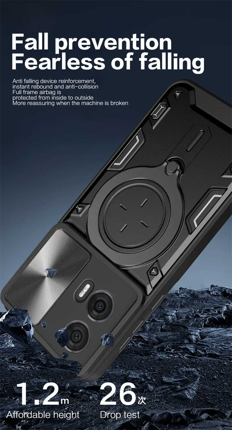 For Motorola Moto Edge 50 Fusion Case Slide Camera Protect Phone Case For Edge50 Fusion Armor Funda Magnet Ring Stand Back Cover