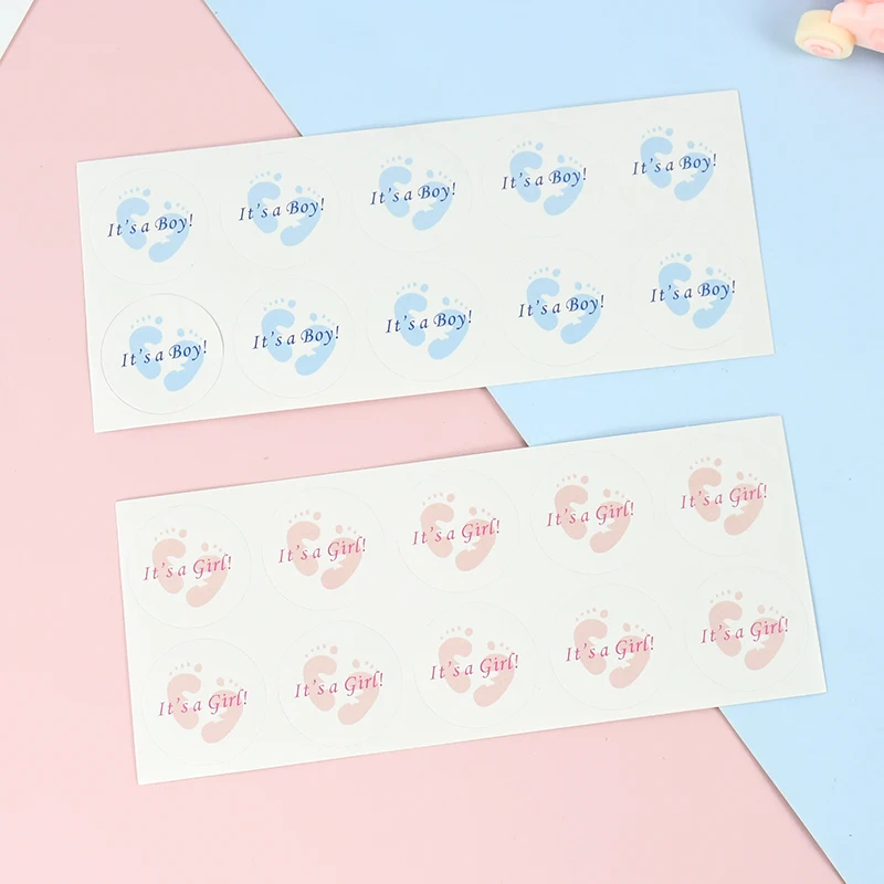 100pcs Baby Shower Pink Blue Sticker Labels It's A Boy It's A Girl Stickers Baptism Gender Reveal Party Baby Shower Decorations