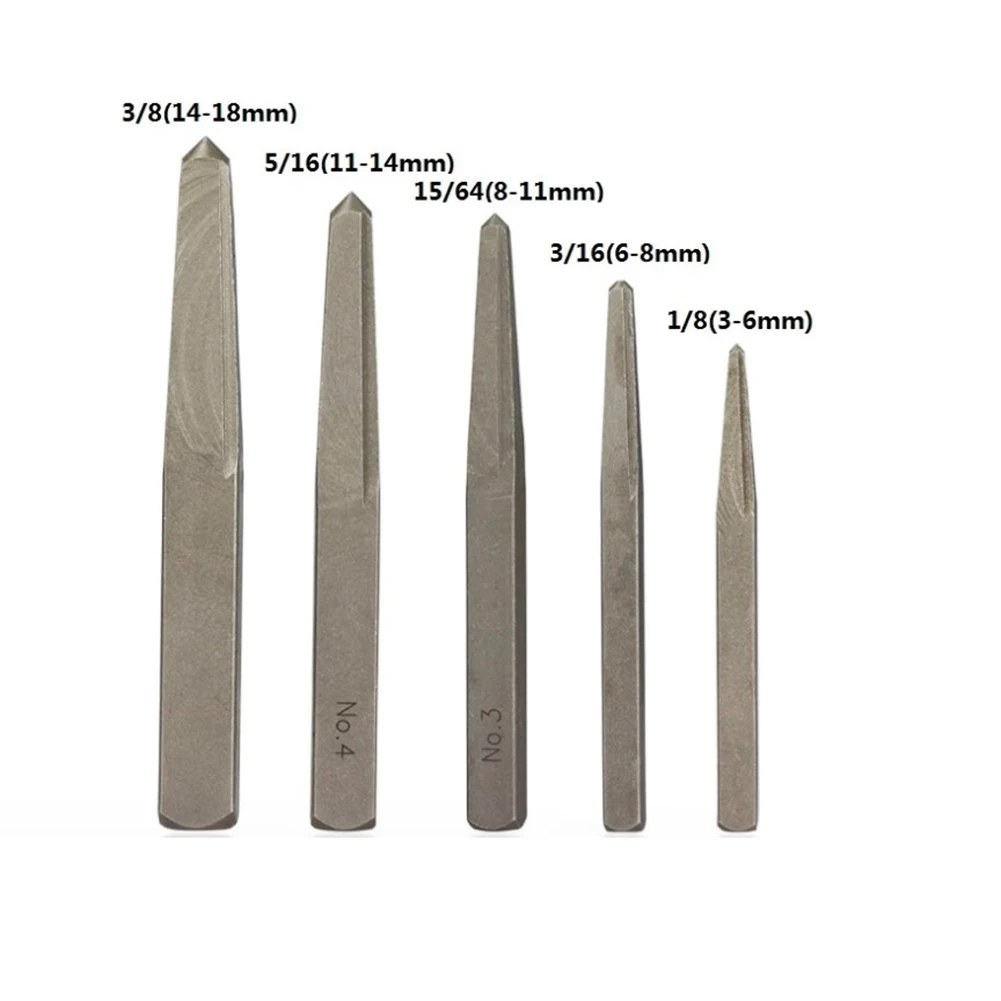 5pcs Drill Bits Square Damaged Screw Extractor Miling Cutter For Removing Broken Seized Screws Straight Fluted Tool Accessories