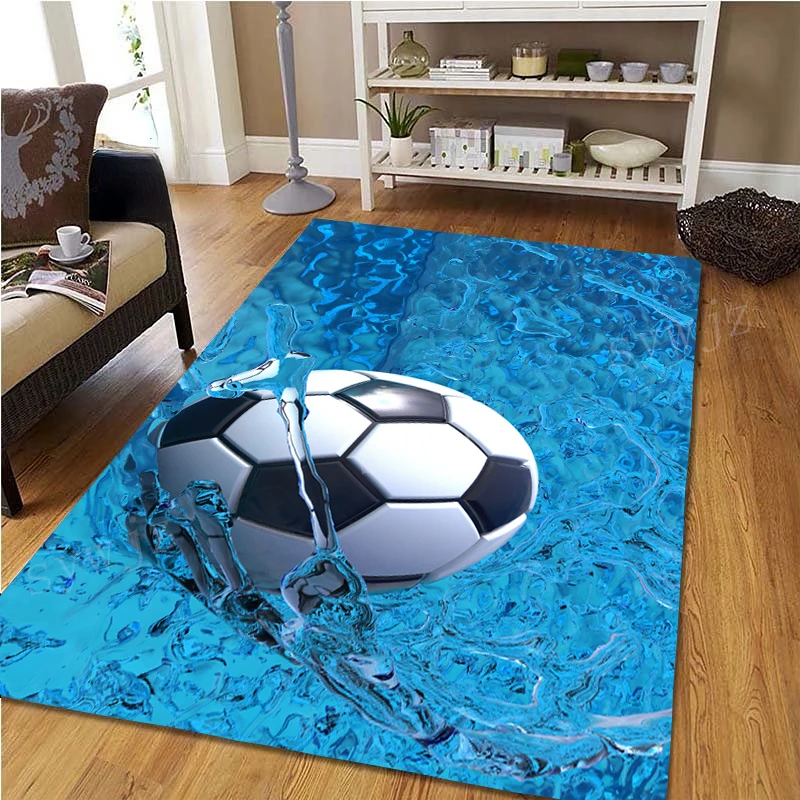 3D Bedroom Rugs Soccer Boys Play Rug Carpet for Home Living Room Decor Kitchen Mat Parent-child Games Football Floor Area Rug