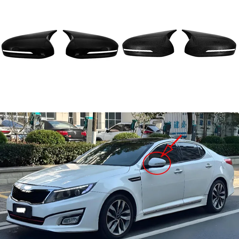

For Kia K5 2011-2015 Car Sticker Rearview Side Mirror Cover Wing Cap Exterior Door Rear View Case Trim Carbon Fiber Look