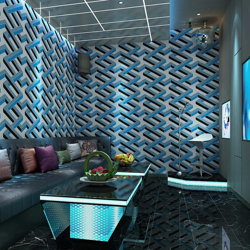 

Non Adhesive KTV Wallpaper Wall Covering 3D Stereo Music Bar Decoration Flash Gaming Room Wall Paper Blue
