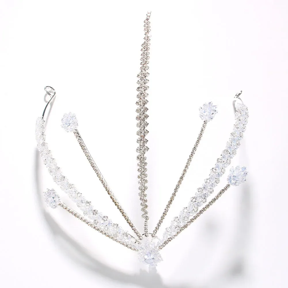 Wedding Headwear Luxury Crystal Tiara Crown Jewelry for Women Zircon Bridal Forehead Headband Indian Hair Accessories 2024