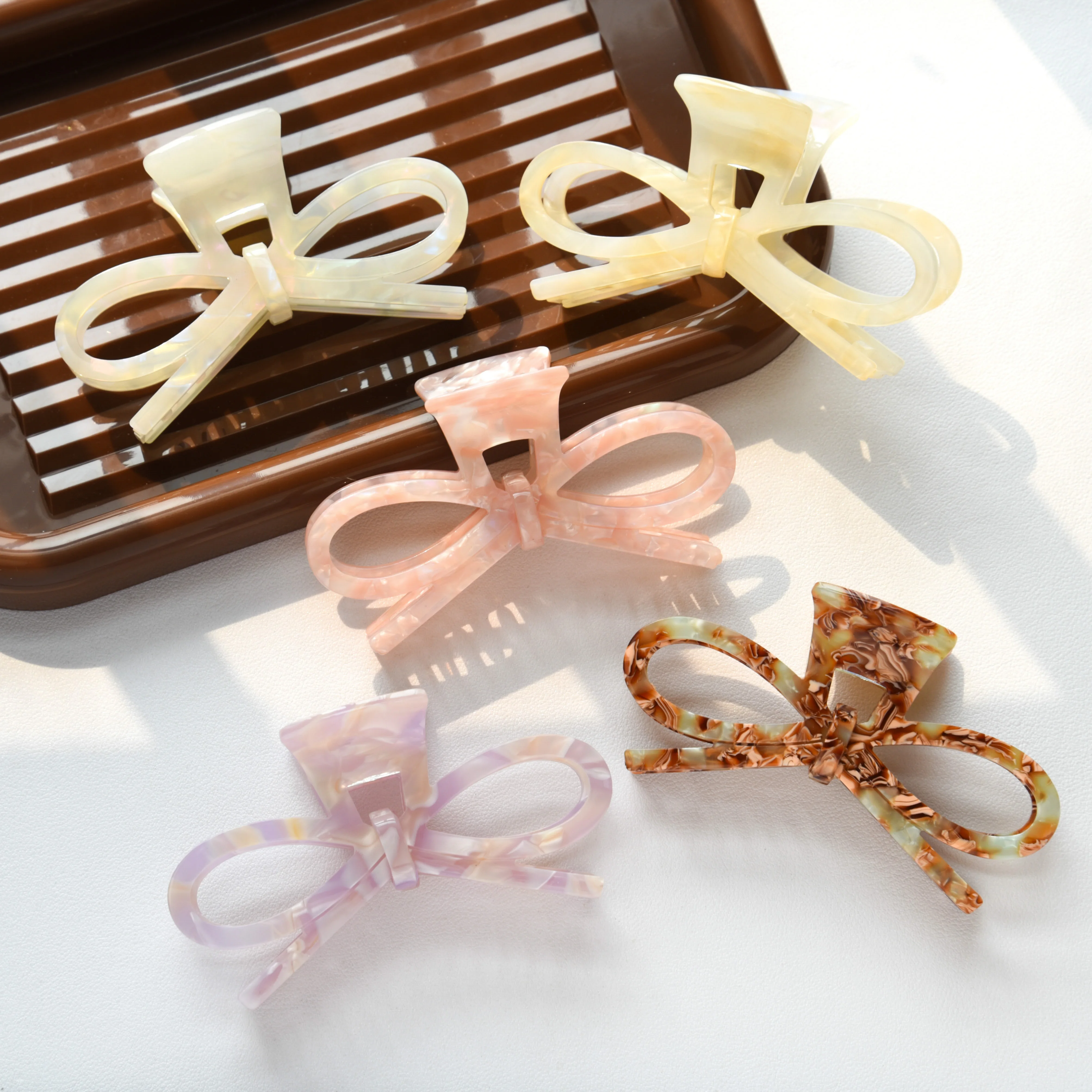 

NEW Hollow Bow Hair Claw Classic Style Unique Colors Acetate Hair Claw Clips Hair Accessories for Women Girls