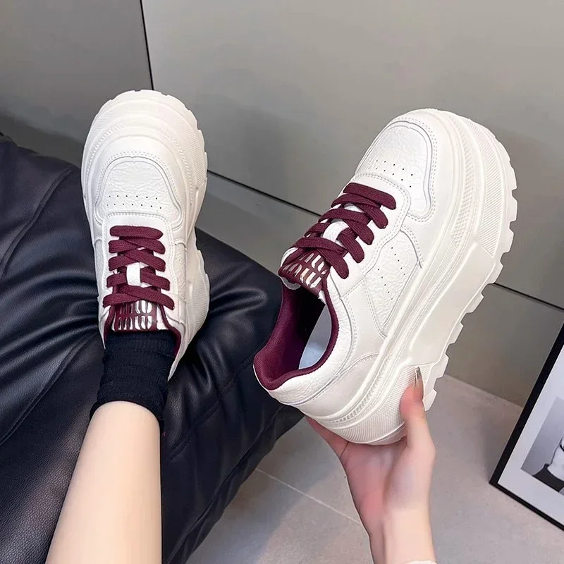 Increase Small White Shoes 2025 New All-match Super Fire Thick Soled Board Shoes